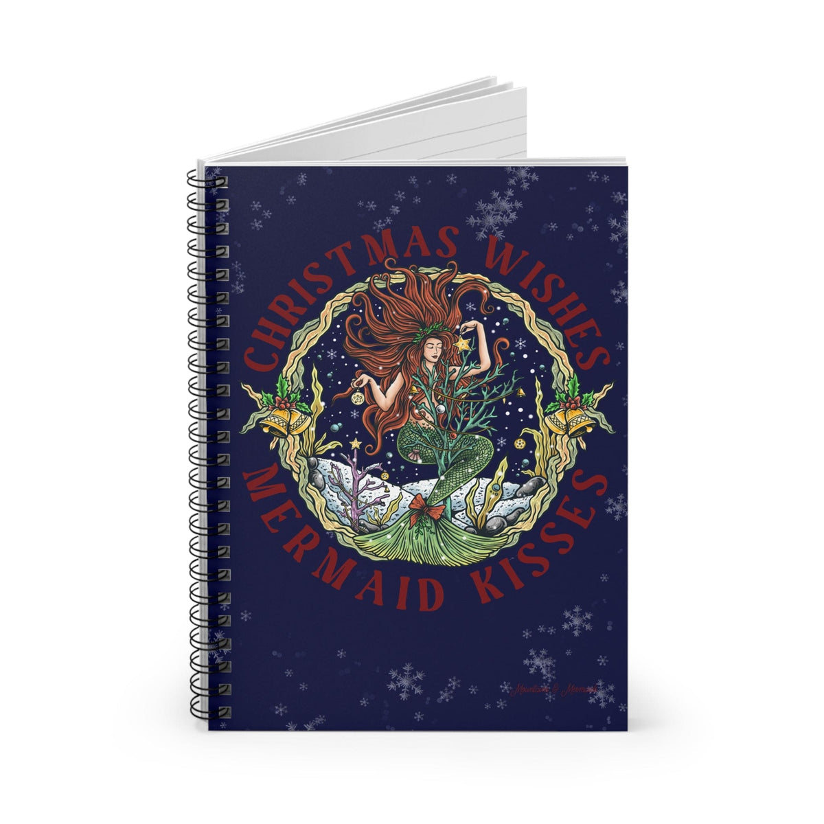 Mountains & Mermaids Christmas Mermaid Spiral Notebook - Ruled Line One Size 27954346963724265951