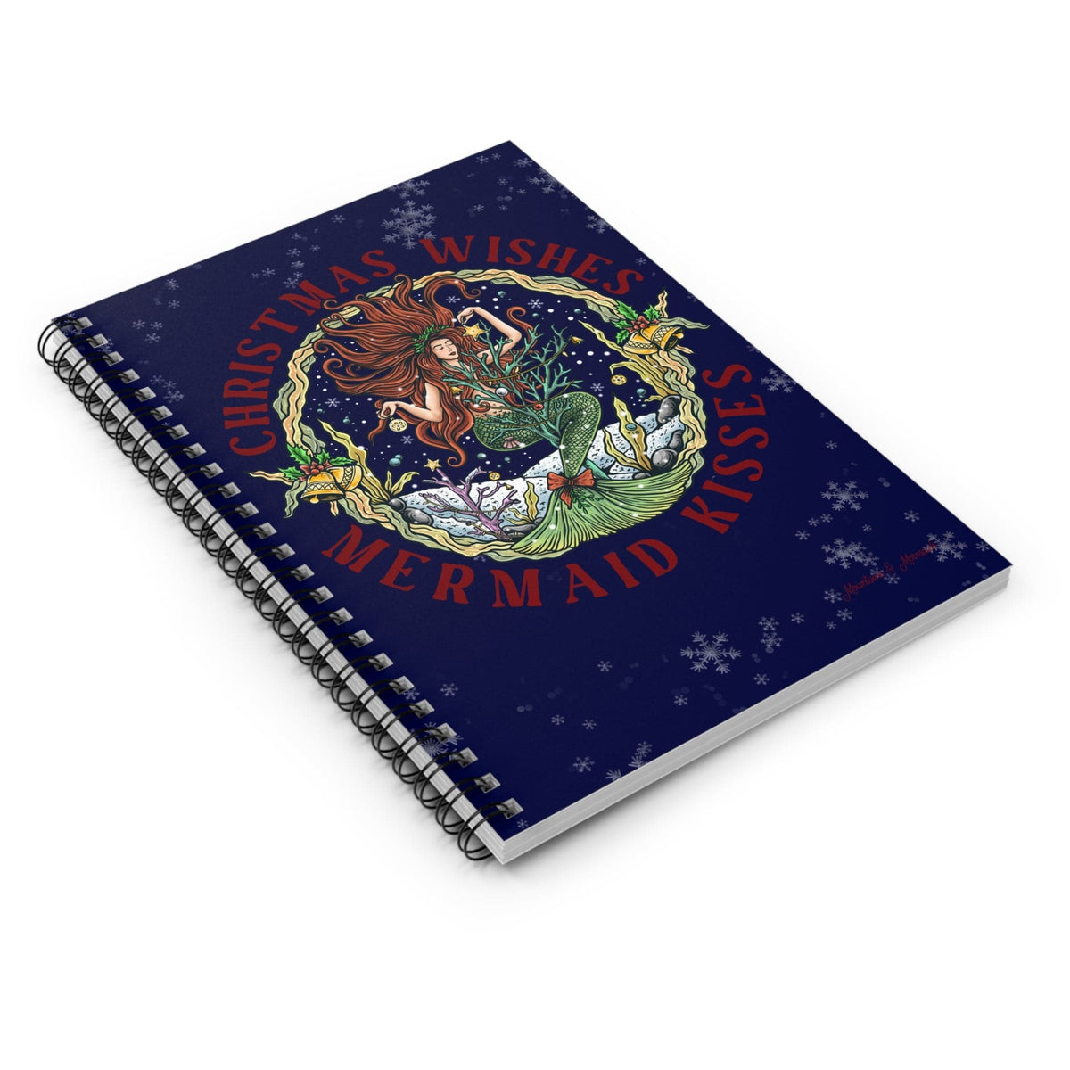 Mountains & Mermaids Christmas Mermaid Spiral Notebook - Ruled Line One Size 27954346963724265951
