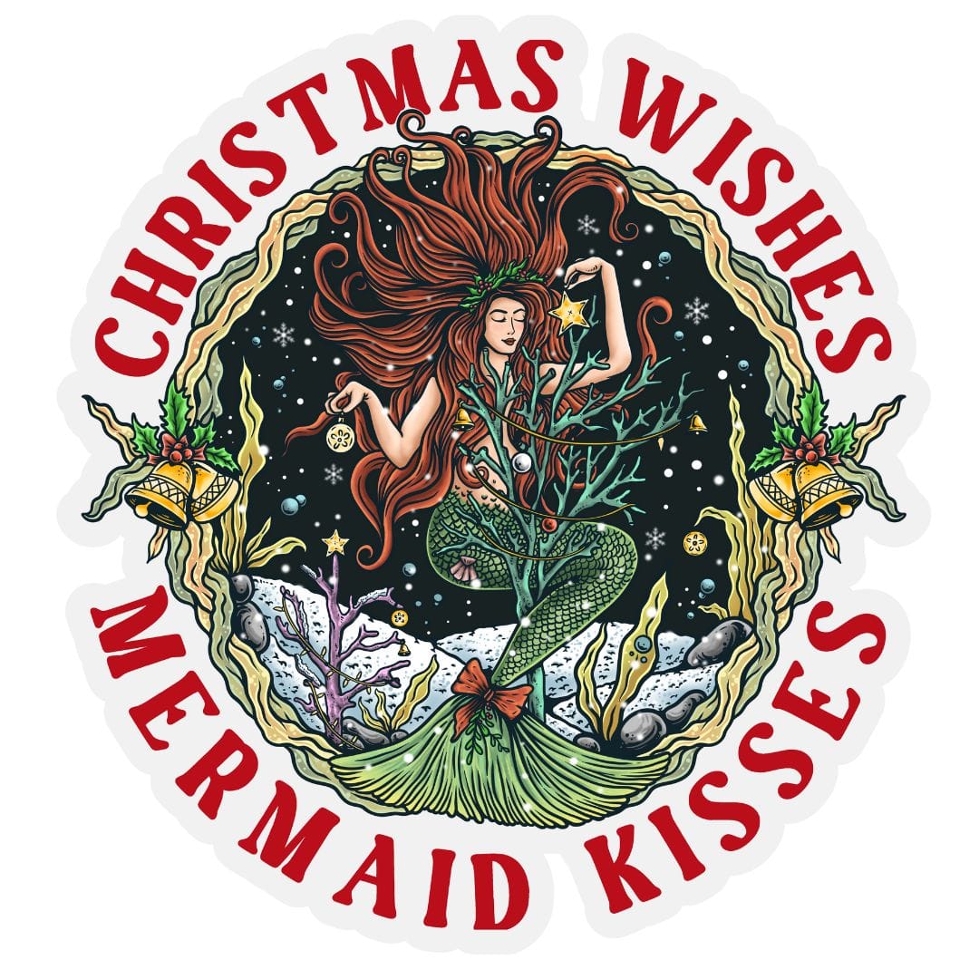 Mountains & Mermaids Christmas Wishes, Mermaid Kisses Sticker