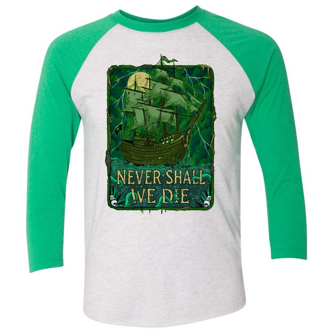 Mountains & Mermaids Flying Dutchman Baseball T-Shirt (Envy) Small