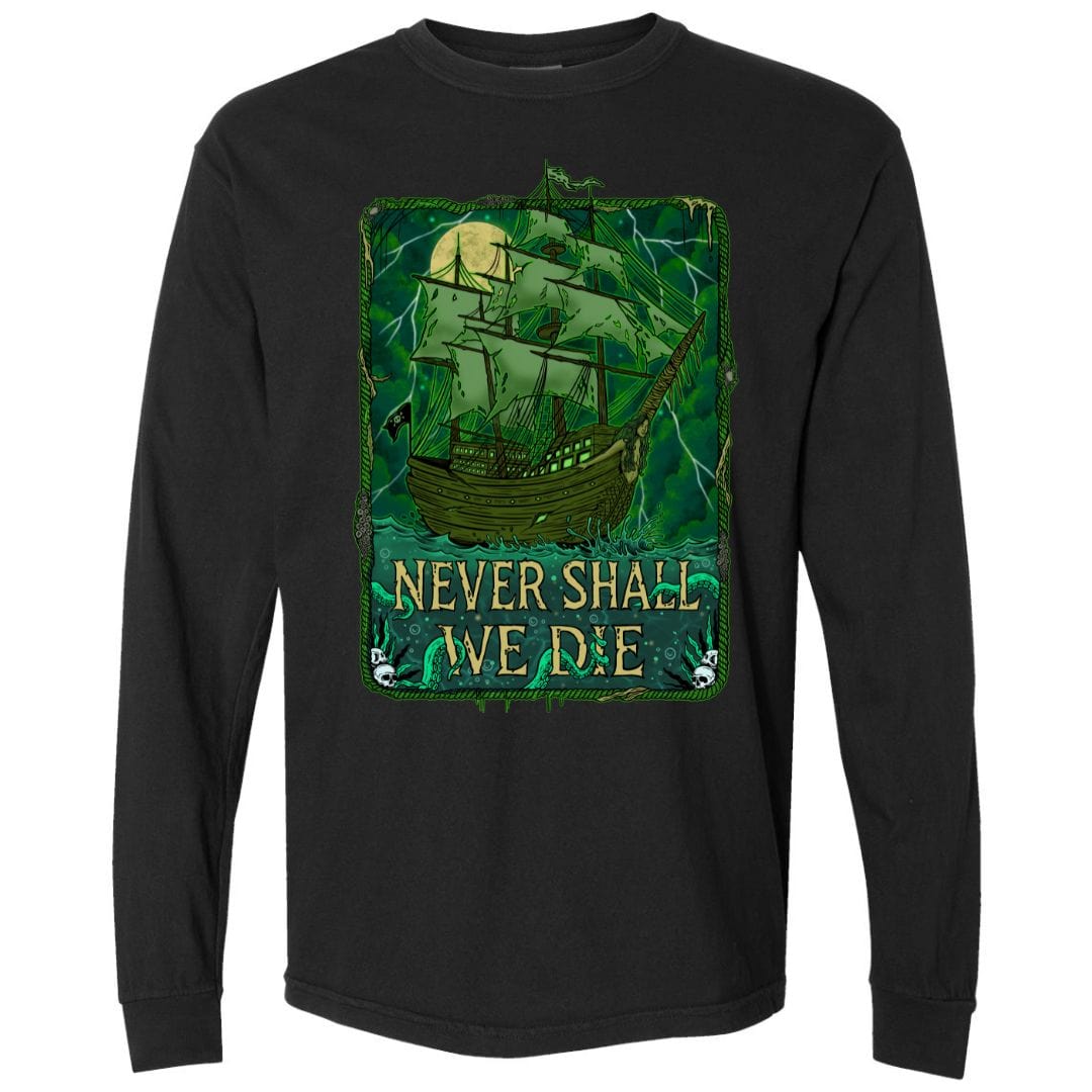 Mountains &amp; Mermaids Flying Dutchman Long Sleeve T-Shirt (Black) Small