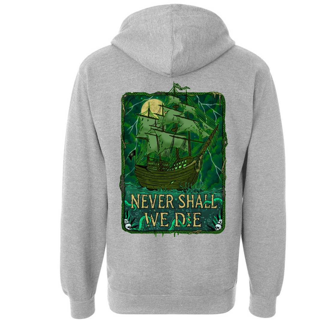 Mountains &amp; Mermaids Flying Dutchman Pullover Hoodie (Gray) Small