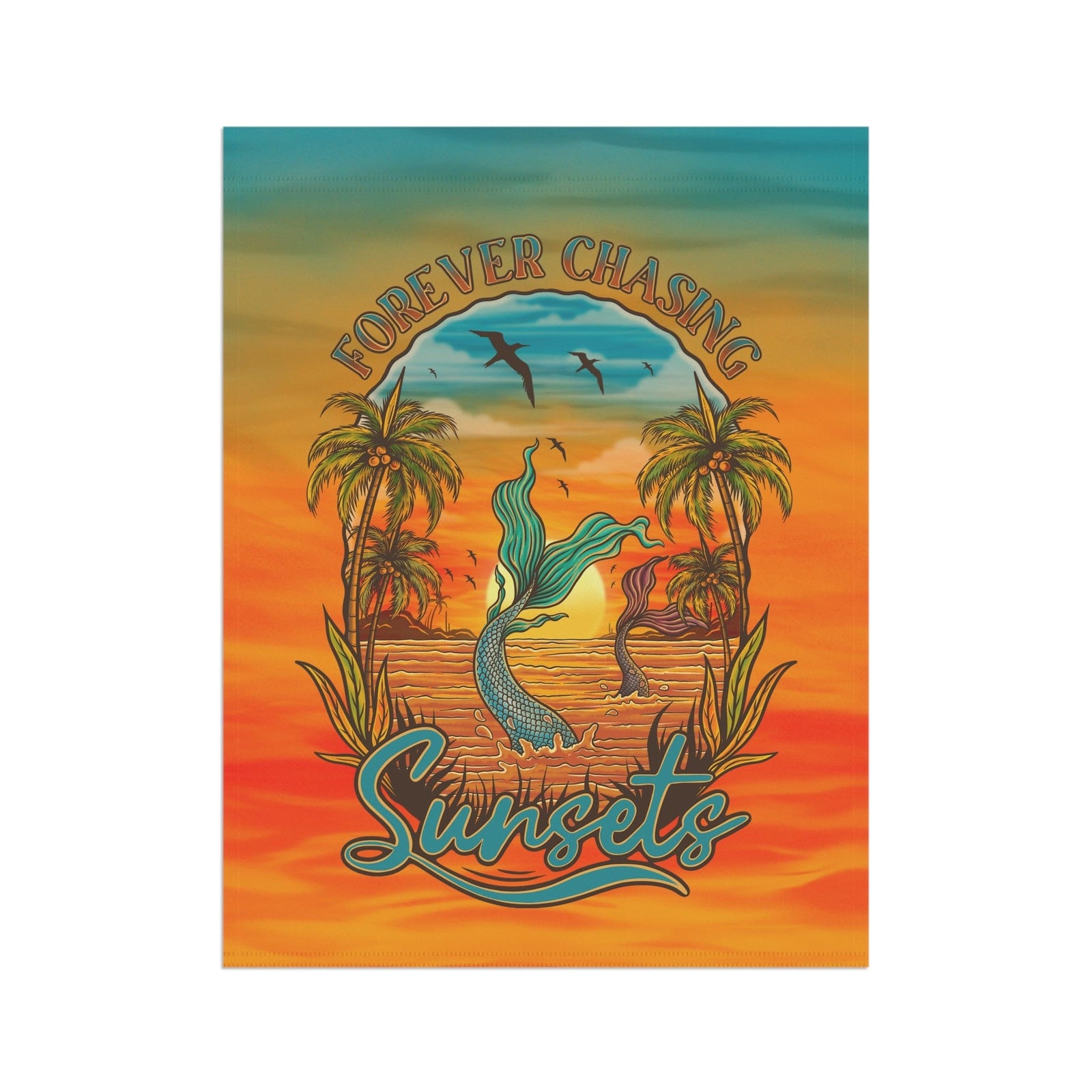 Mountains & Mermaids Forever Chasing Sunsets Flag 24.5'' × 32'' 33255263489021729546