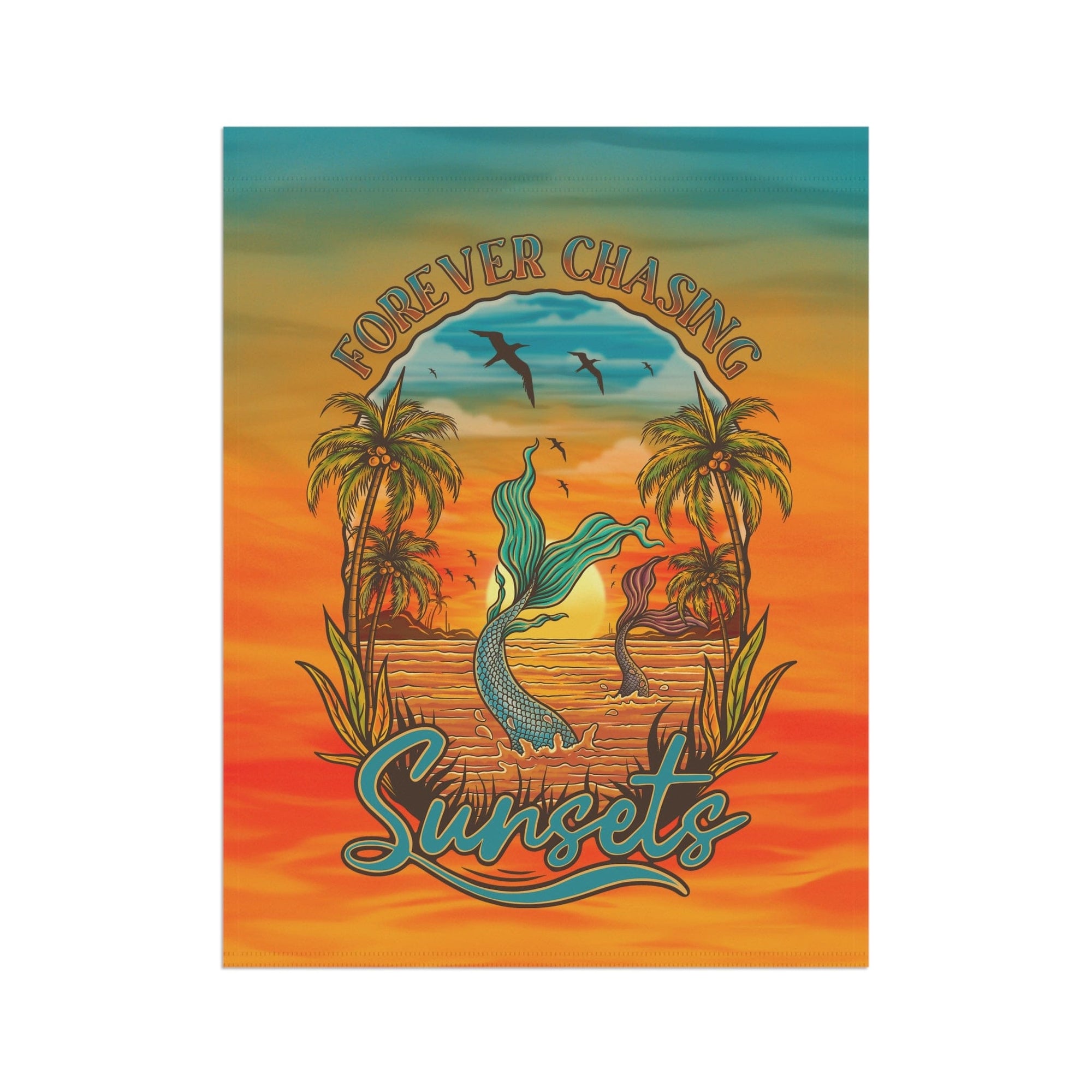 Mountains & Mermaids Forever Chasing Sunsets Flag 24.5'' × 32'' 33255263489021729546
