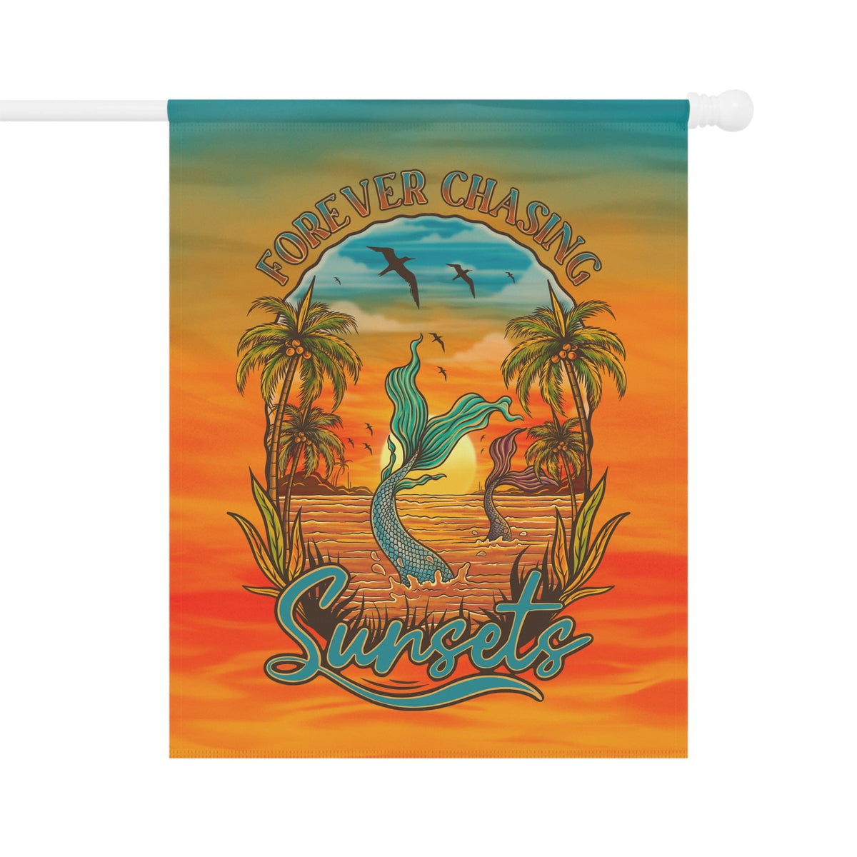 Mountains & Mermaids Forever Chasing Sunsets Flag 24.5'' × 32'' 33255263489021729546