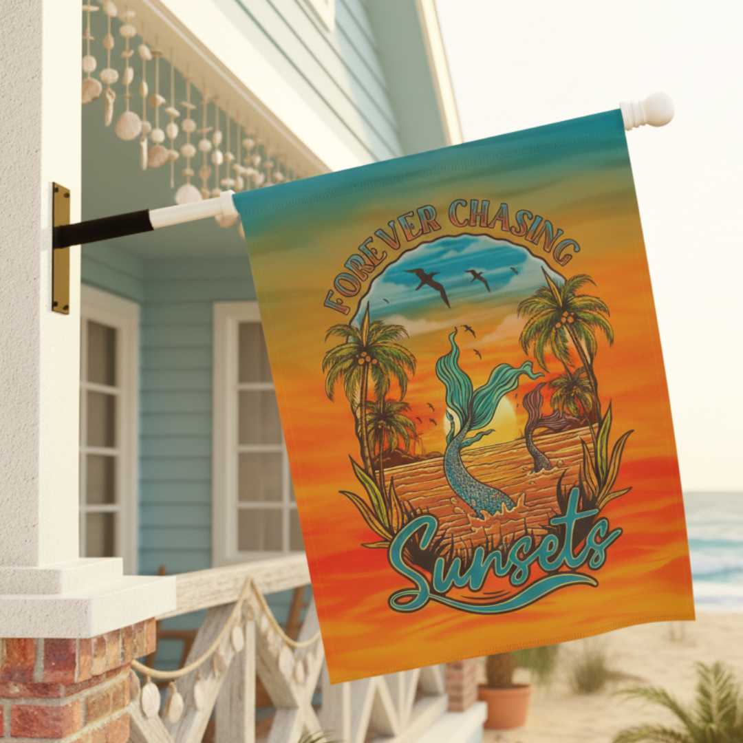 Mountains & Mermaids Forever Chasing Sunsets Flag 24.5'' × 32'' 33255263489021729546