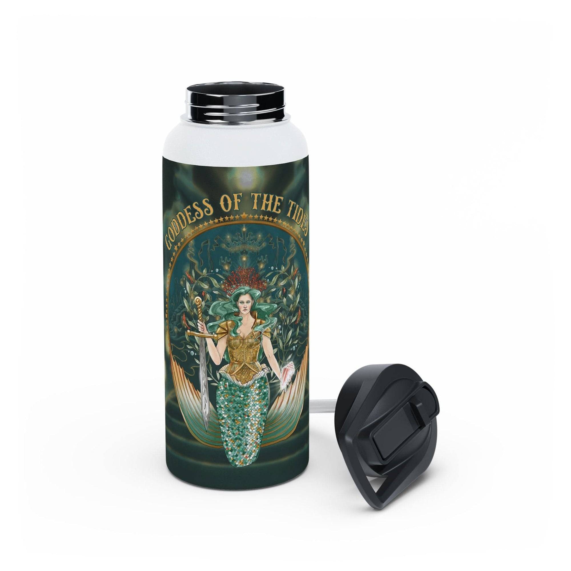 Mountains & Mermaids Goddess of the Tides 32oz Stainless Steel Water Bottle 32oz 10462600967448839691