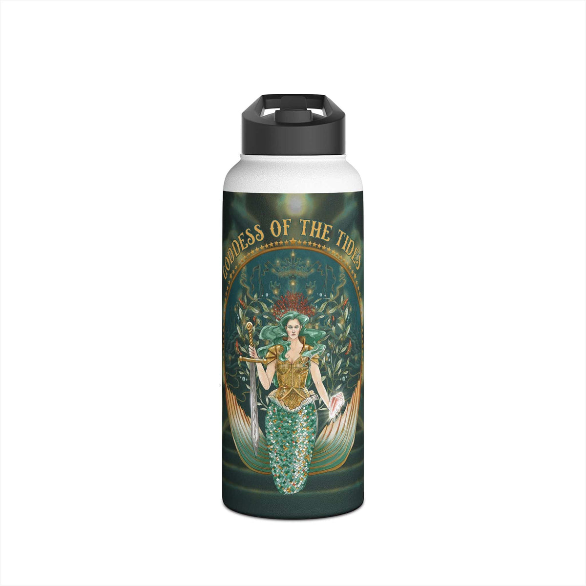 Mountains &amp; Mermaids Goddess of the Tides 32oz Stainless Steel Water Bottle 32oz 10462600967448839691