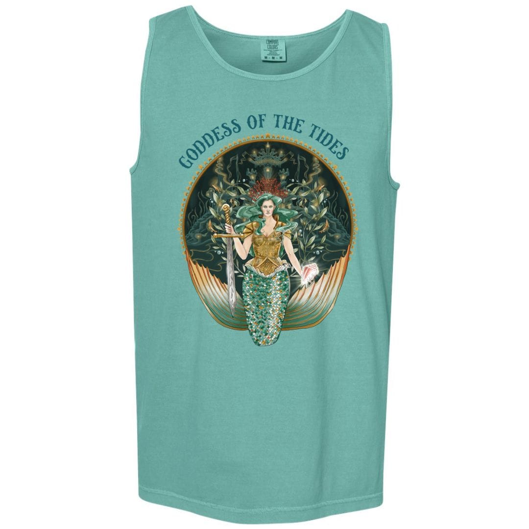 Mountains & Mermaids Goddess Of The Tides Boyfriend Tank Small / Seafoam