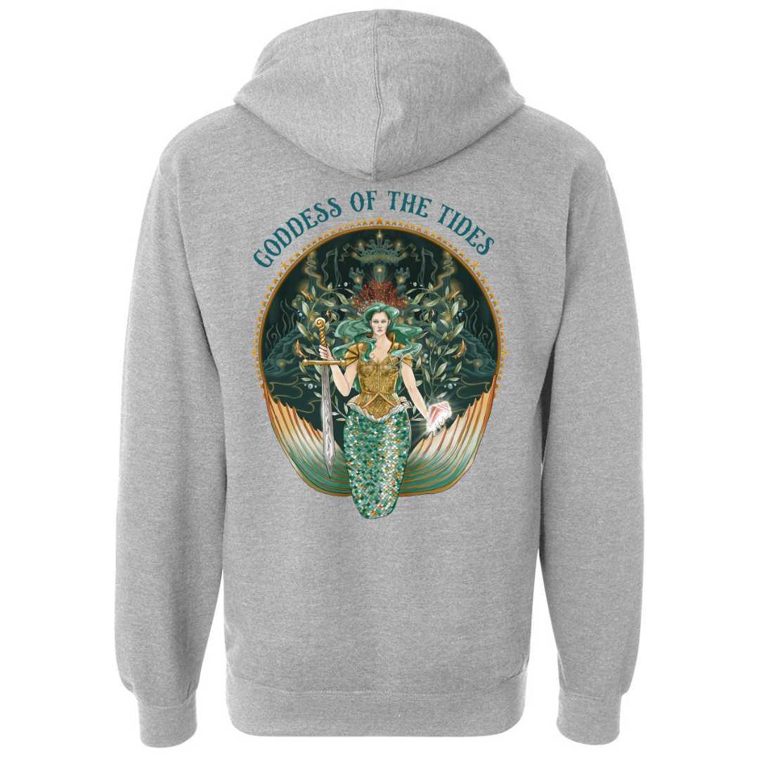 Mountains & Mermaids Goddess Of The Tides Fleece Zip-Up Hoodie (Gray) Small MM4024