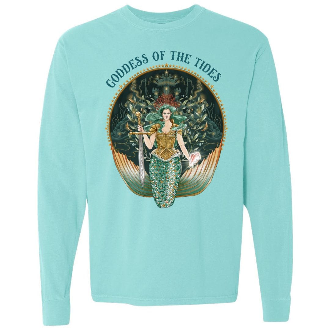 Mountains & Mermaids Goddess Of The Tides Long Sleeve T-Shirt Small / Chalky Mint