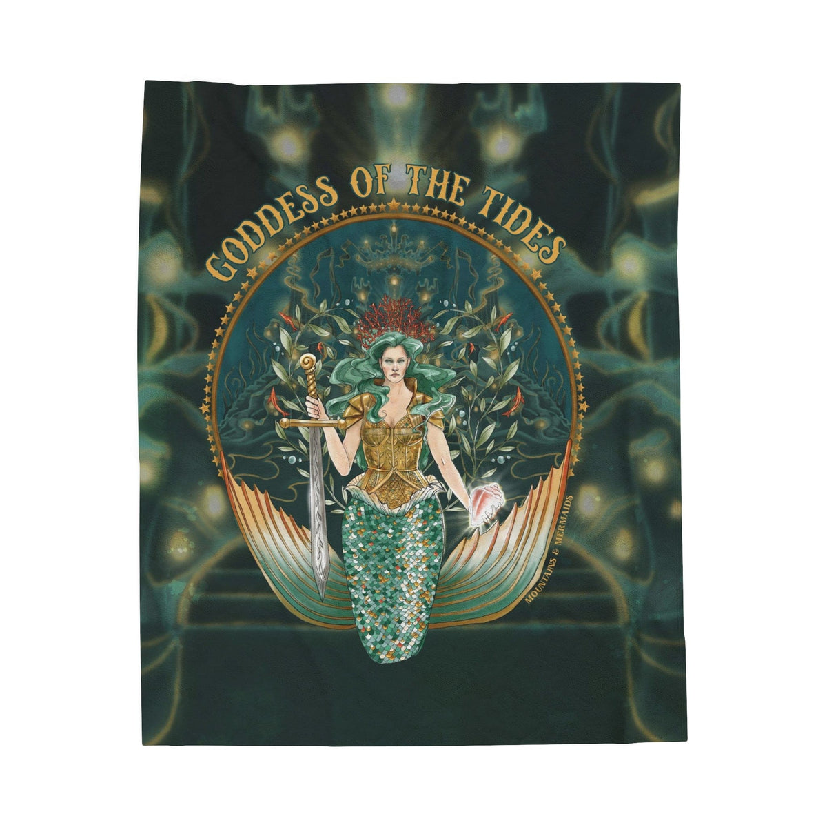 Mountains & Mermaids Goddess Of The Tides Plush Blanket 50" × 60" 19793847810178226456