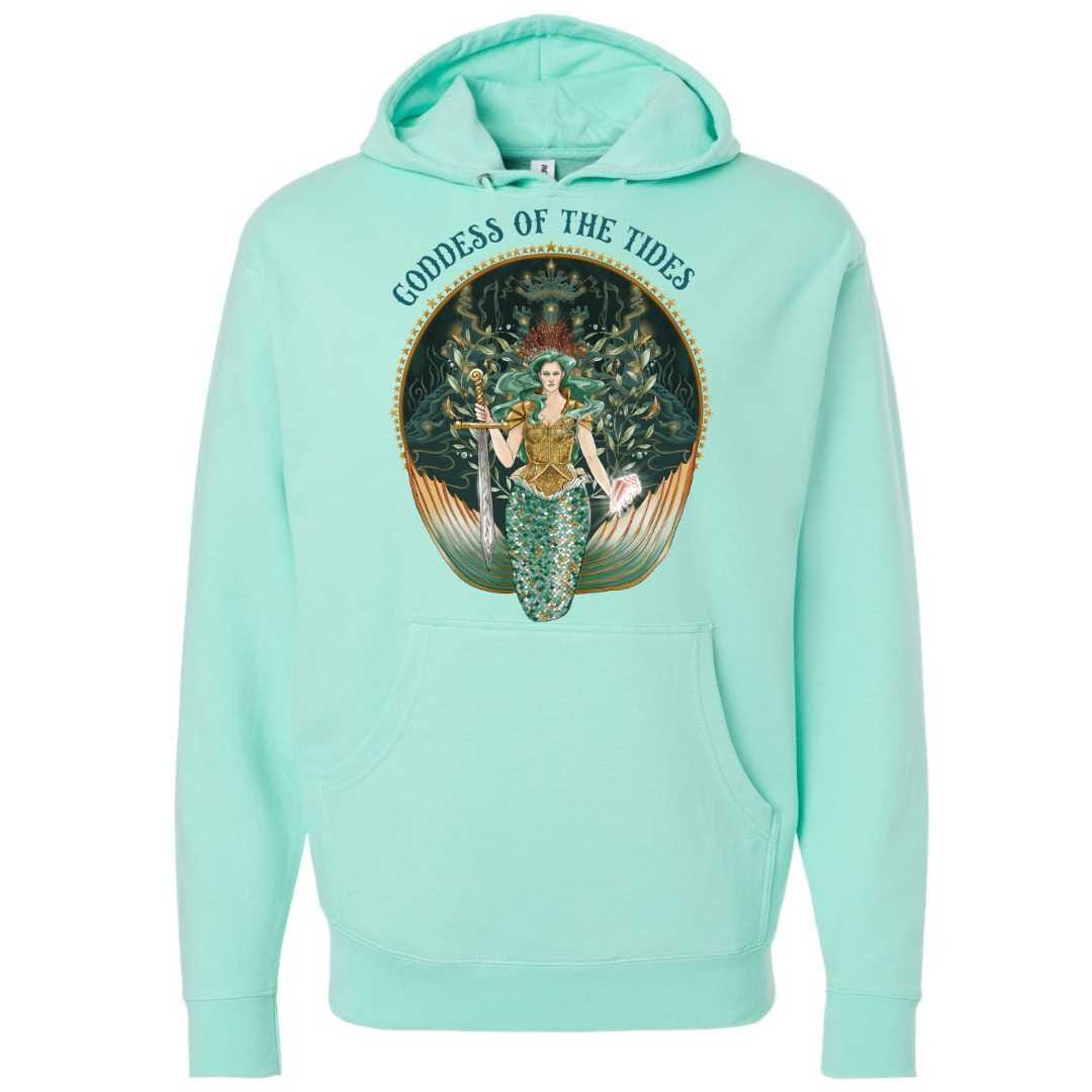 Mountains & Mermaids Goddess Of The Tides Pullover Hoodie - Mint