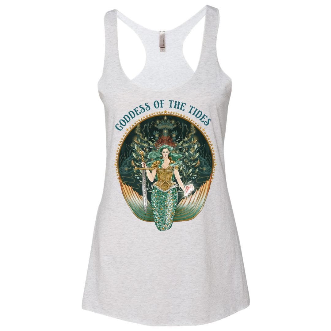 Mountains &amp; Mermaids Goddess Of The Tides Racerback Tank Small / Heather White MM1971