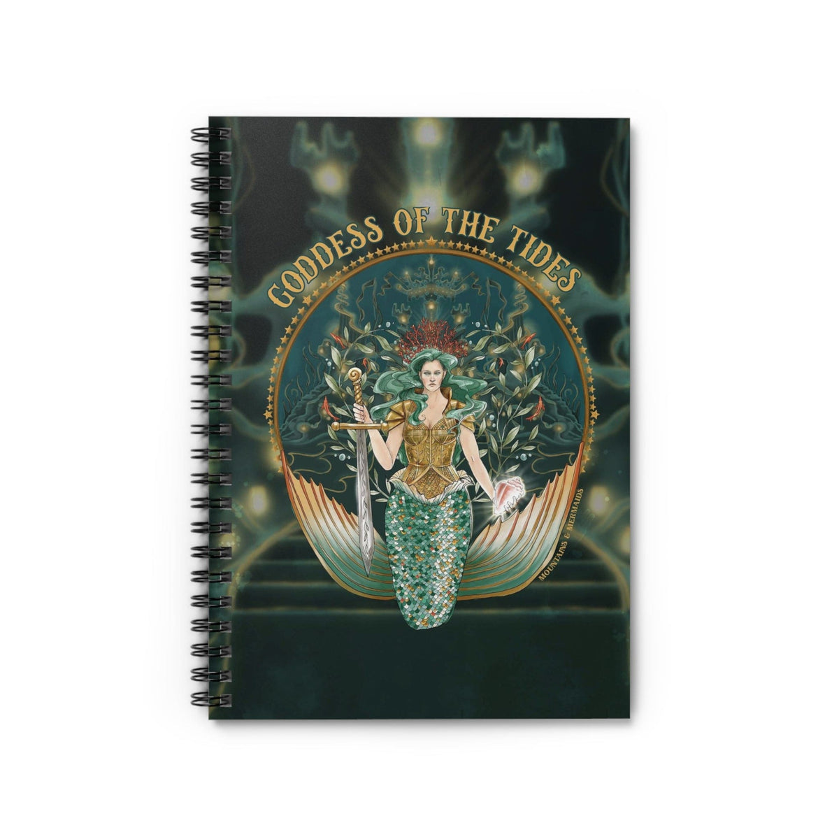 Mountains &amp; Mermaids Goddess Of The Tides Spiral Notebook - Ruled Line One Size 69140325163282221496