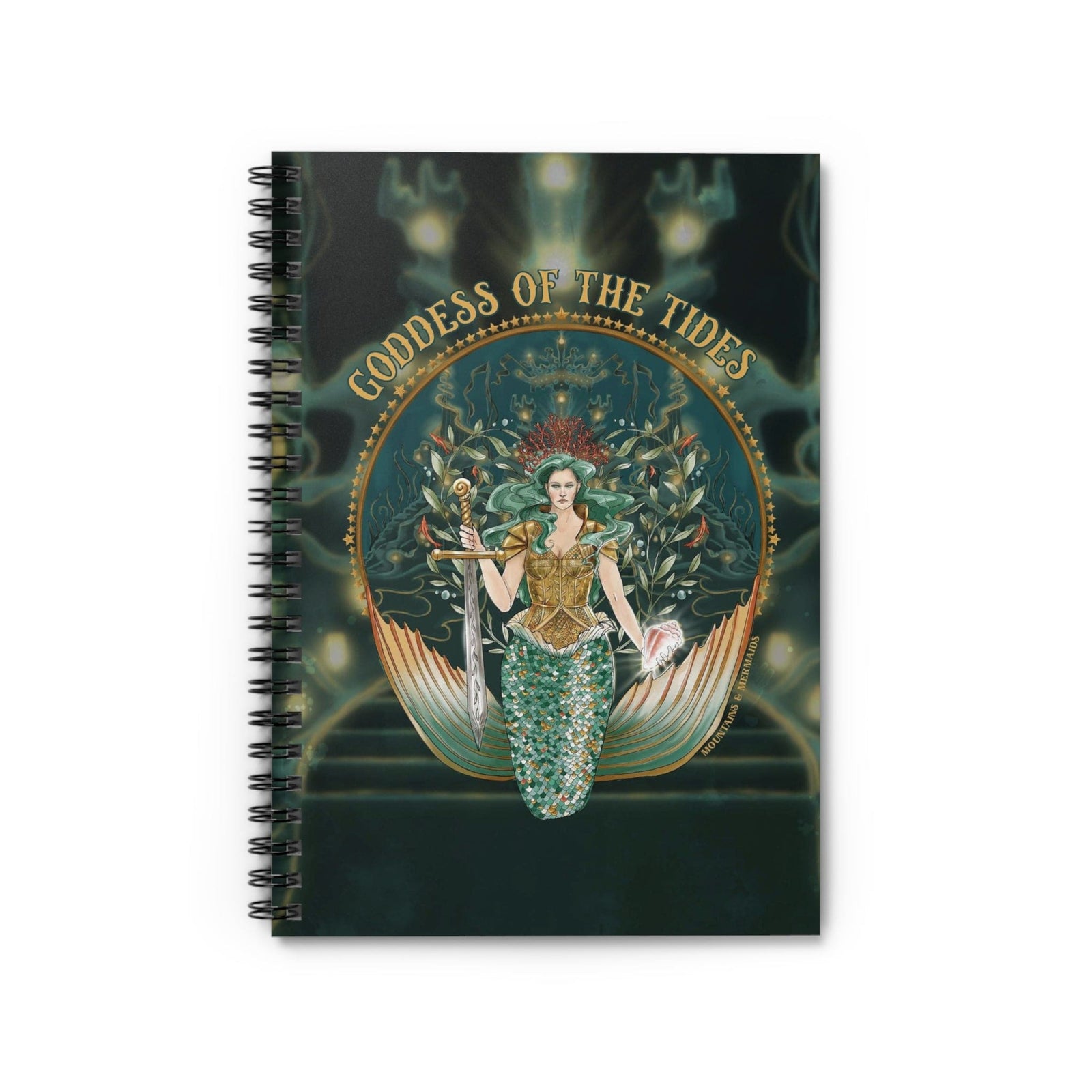Mountains & Mermaids Goddess Of The Tides Spiral Notebook - Ruled Line One Size 69140325163282221496