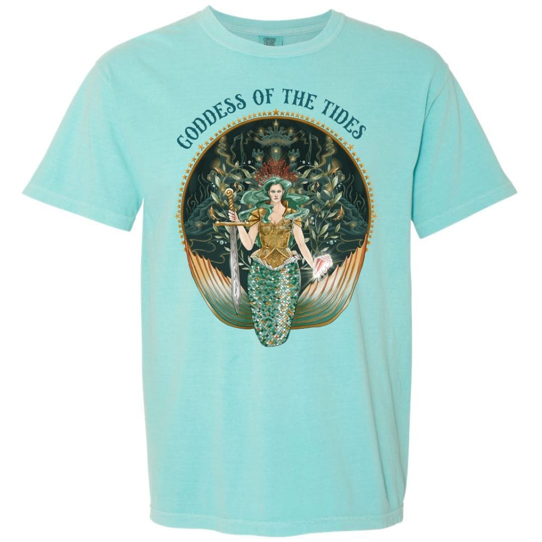Mountains & Mermaids Goddess Of The Tides T-Shirt Small / Chalky Mint