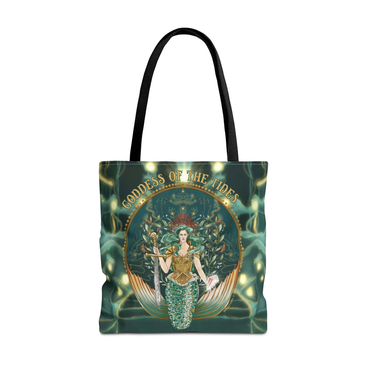 Mountains &amp; Mermaids Goddess Of The Tides Tote Bag 18&quot; × 18&#39;&#39; / Black 29741157675031609635