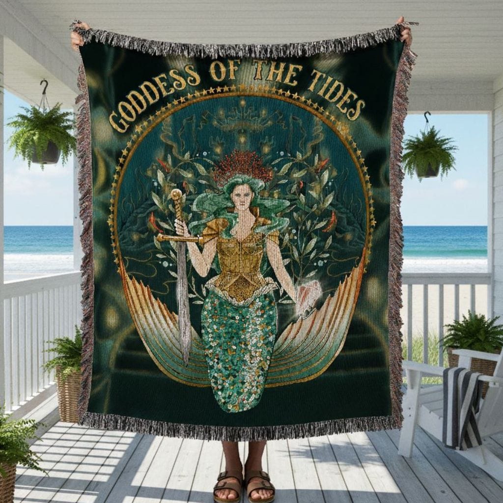 Mountains &amp; Mermaids Goddess of the Tides Woven Blanket 52'' × 37'' 72712753173134232346