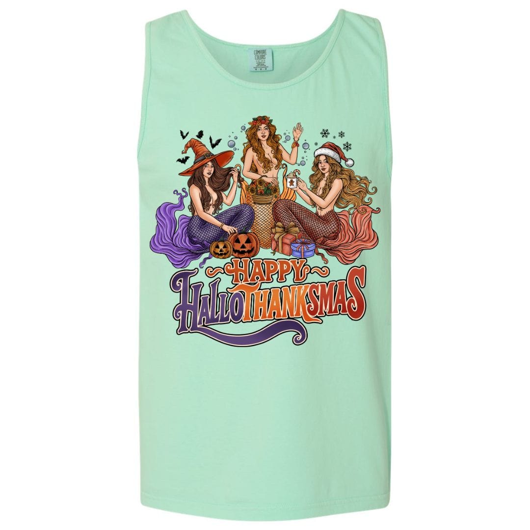 Mountains &amp; Mermaids Happy HalloThanksMas Mermaids Boyfriend Tank (Island Reef) Small