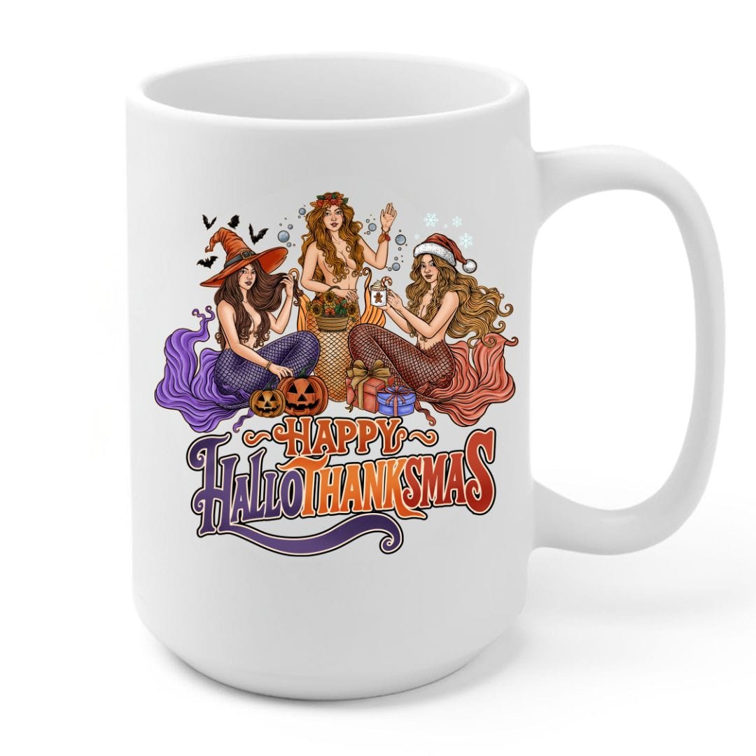 Mountains & Mermaids Happy HalloThanksMas Mermaids Coffee Mug