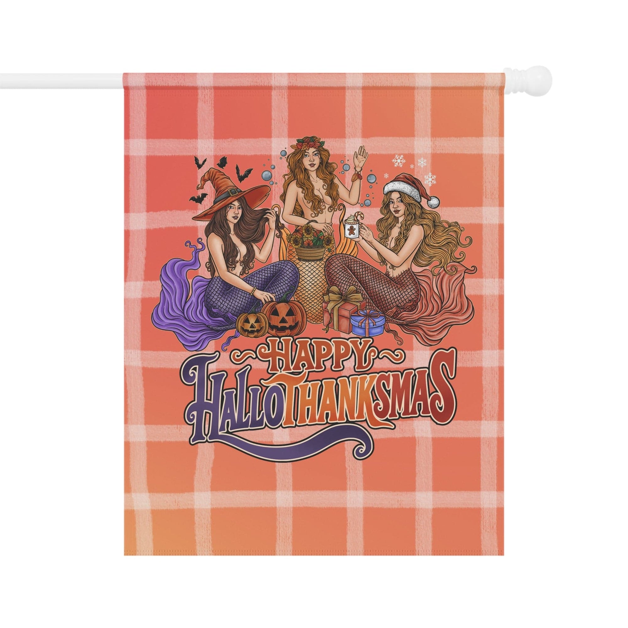 Mountains & Mermaids Happy HalloThanksMas Mermaids Flag 24.5'' × 32'' 10340671431735765687