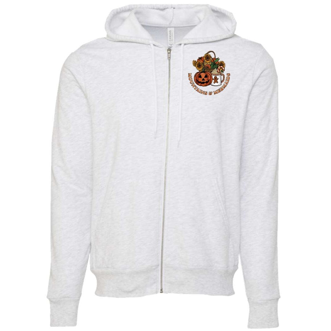 Mountains & Mermaids Happy HalloThanksMas Mermaids Full Zip Fleece Hoodie (Ash)