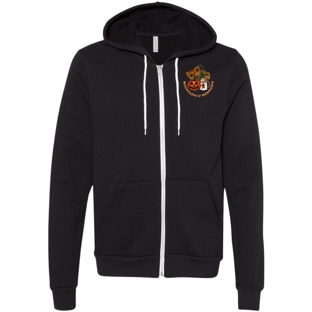 Mountains & Mermaids Happy HalloThanksMas Mermaids Full Zip Fleece Hoodie (Black)