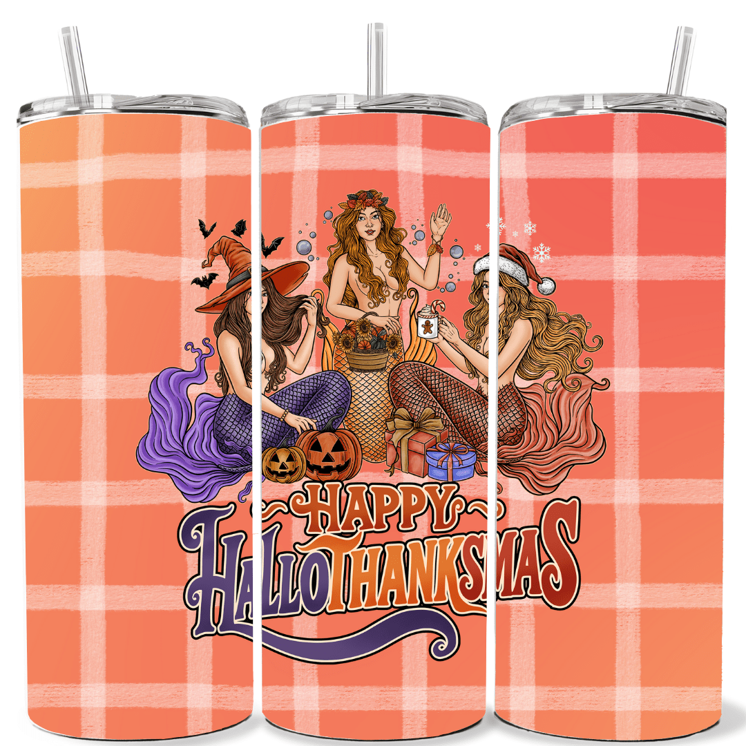 Mountains & Mermaids Happy HalloThanksMas Mermaids Insulated Tumbler