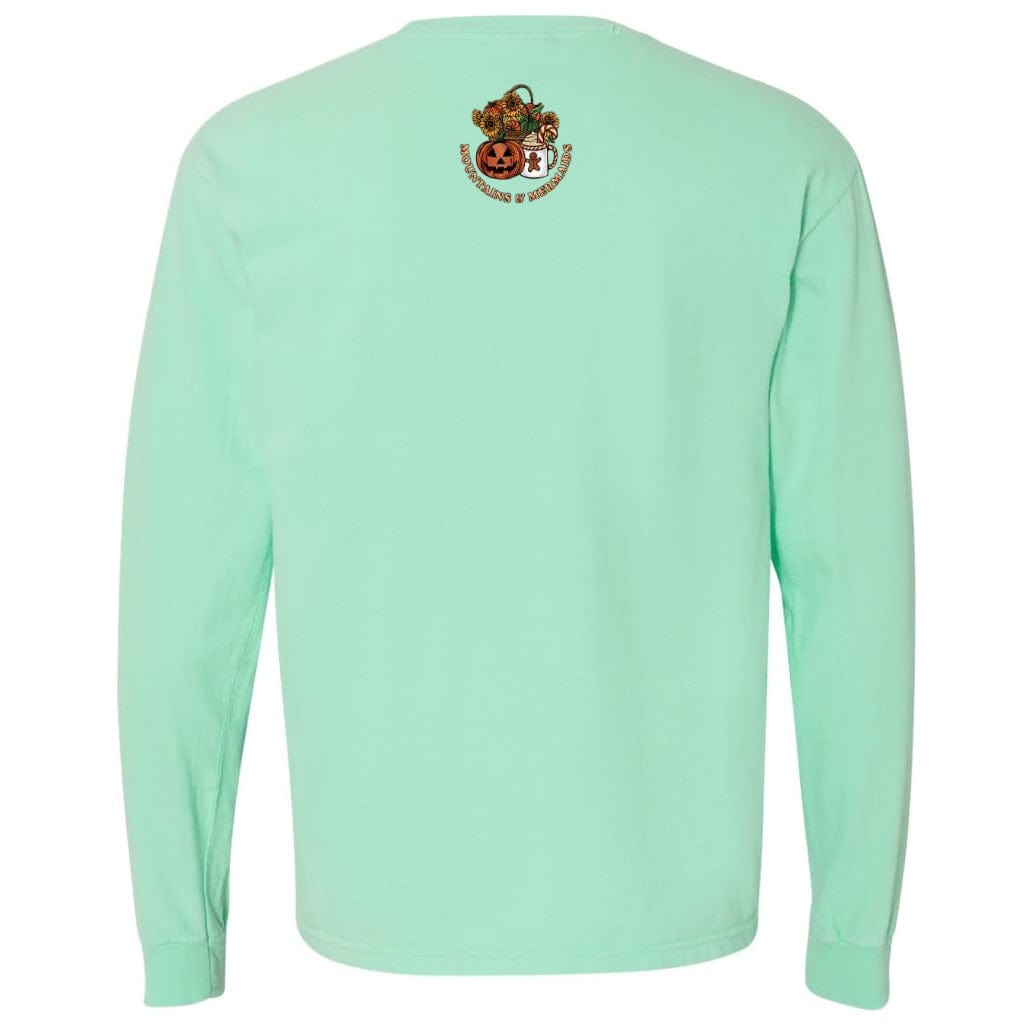 Mountains & Mermaids Happy HalloThanksMas Mermaids Long Sleeve T-Shirt (Island Reef) Small