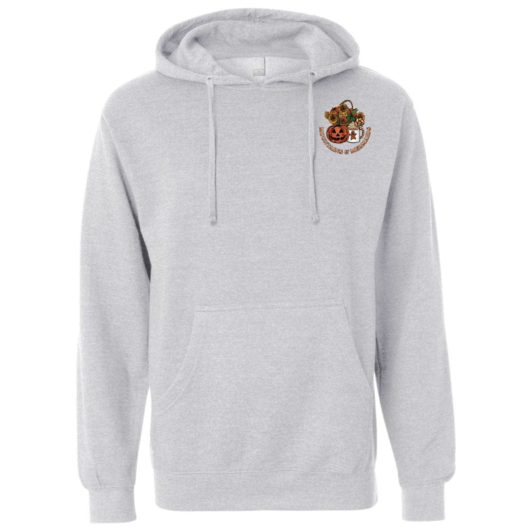 Mountains & Mermaids Happy HalloThanksMas Pullover Hoodie (Ash) Small