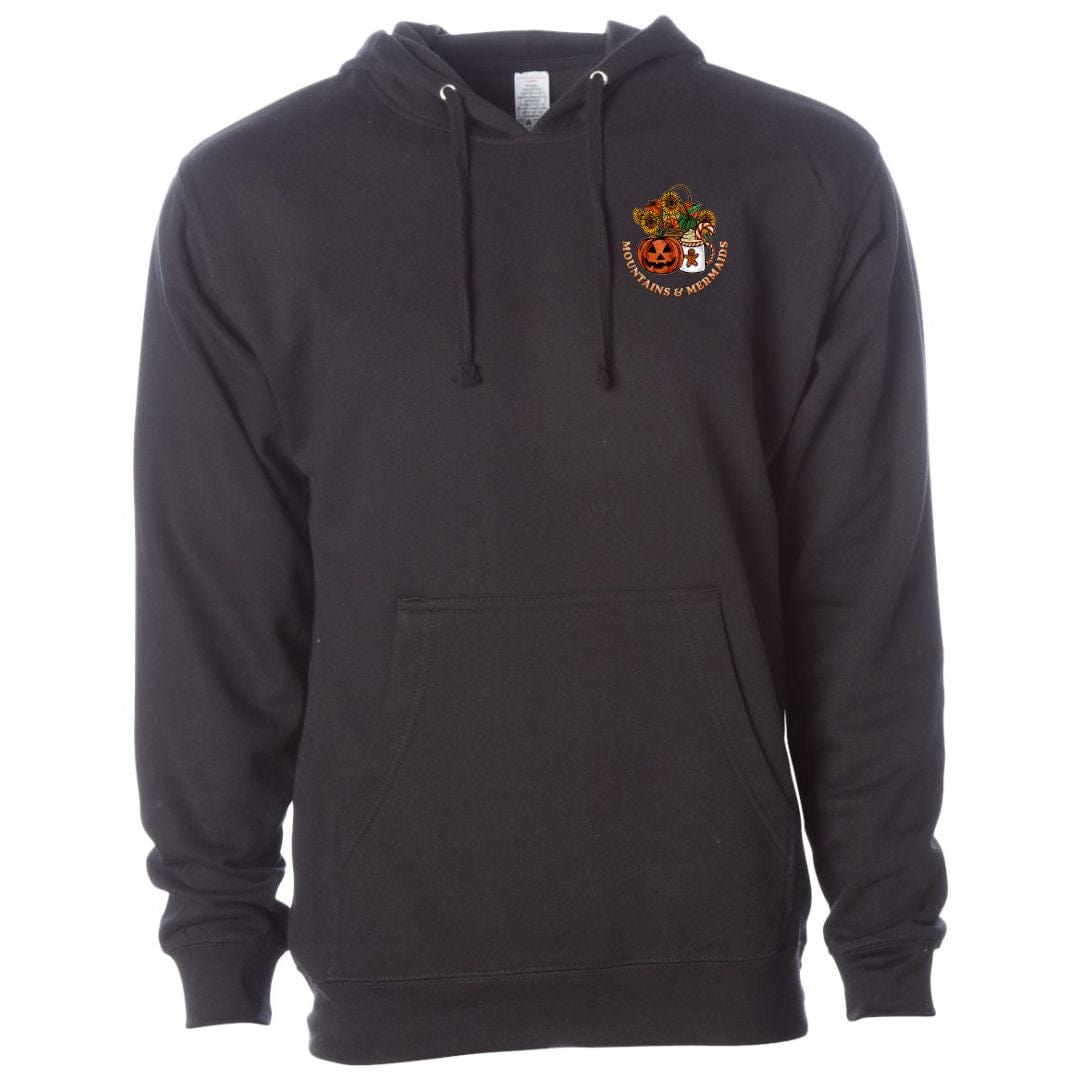 Mountains & Mermaids Happy HalloThanksMas Pullover Hoodie (Black)