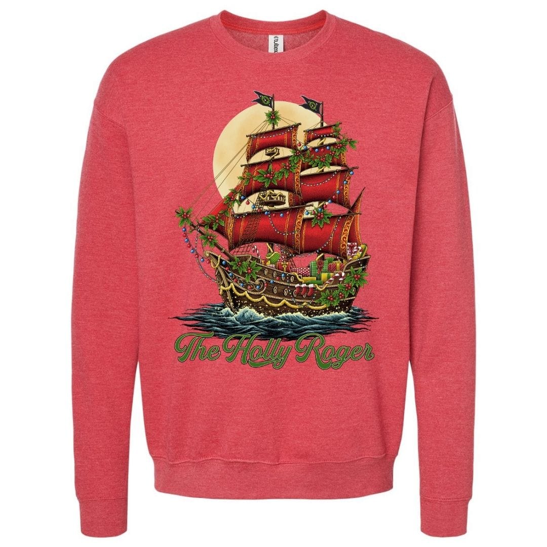 Mountains & Mermaids Holly Roger Crewneck Sweatshirt (Heather Red) Small