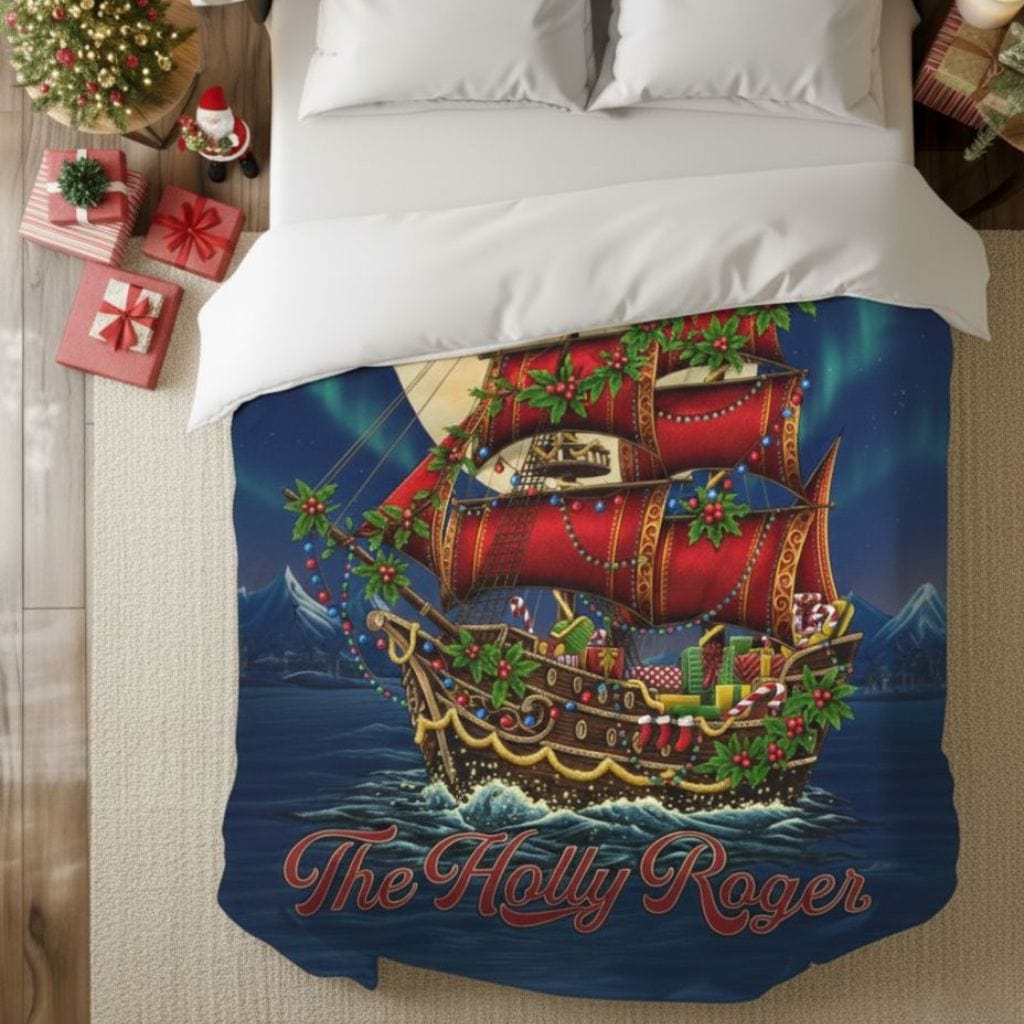 Mountains & Mermaids Holly Roger Plush Blanket