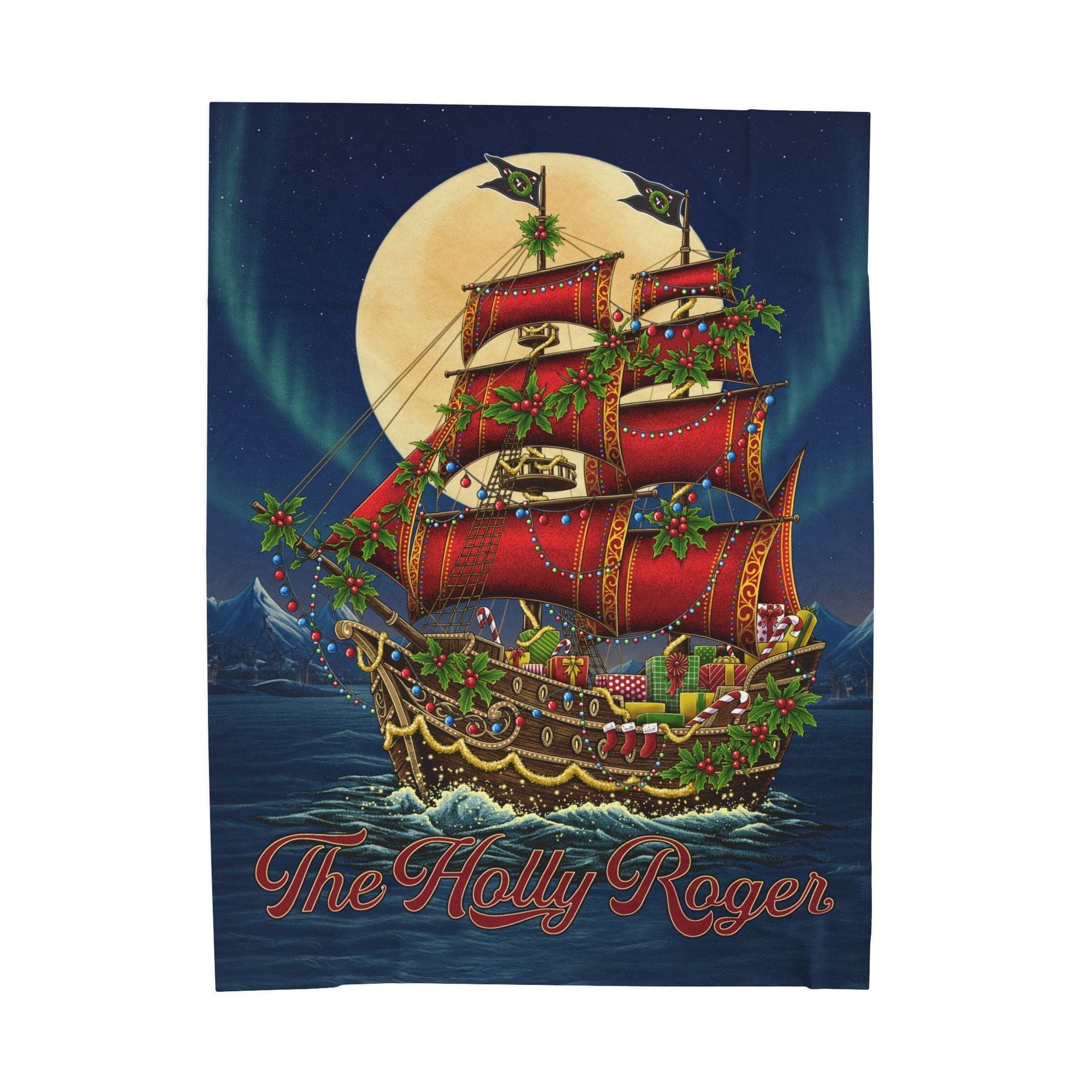 Mountains & Mermaids Holly Roger Plush Blanket 50" × 60" 30513192582744900539