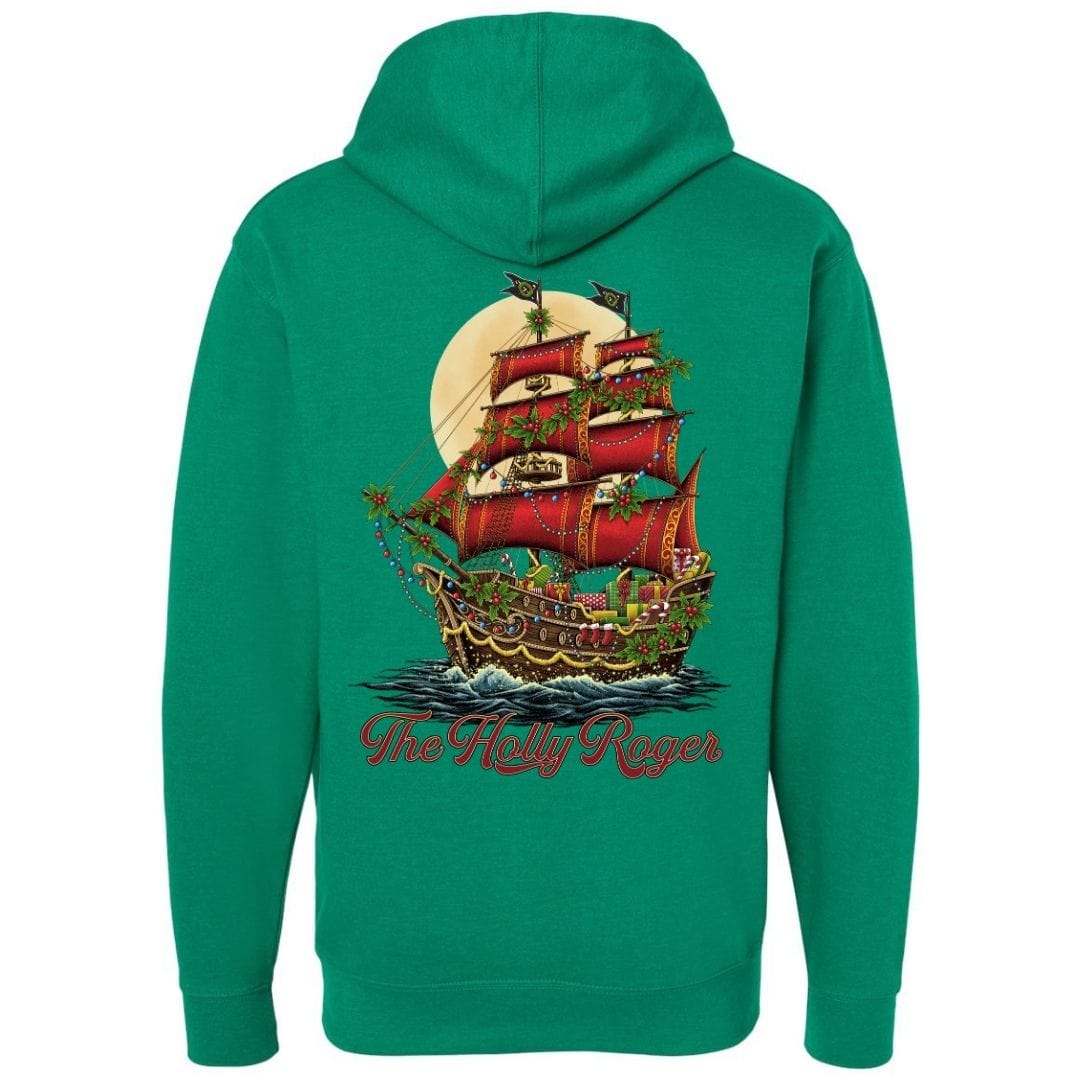 Mountains & Mermaids Holly Roger Pullover Hoodie (Green) Small