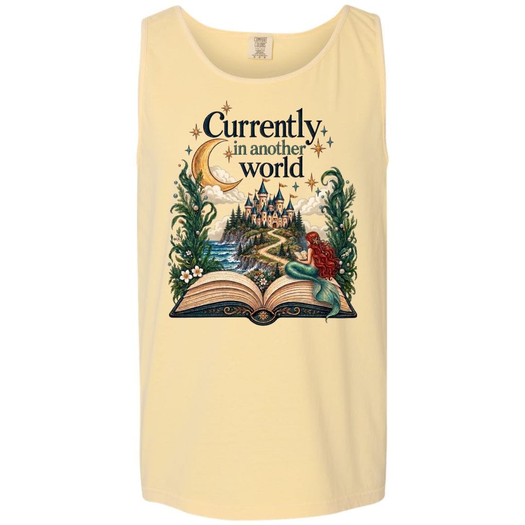 Mountains & Mermaids In Another World Boyfriend Tank Small / Sunshine