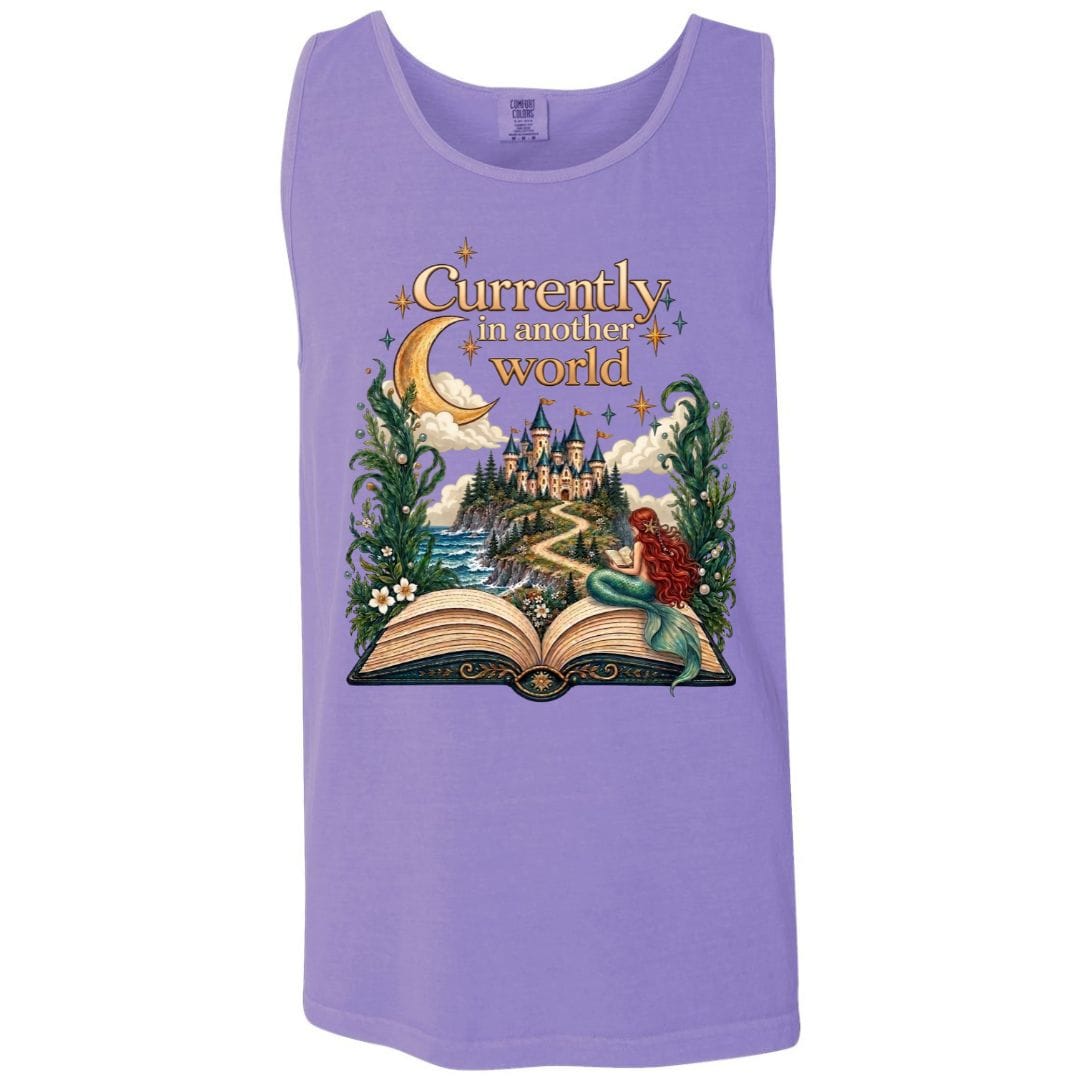 Mountains & Mermaids In Another World Boyfriend Tank Small / Violet