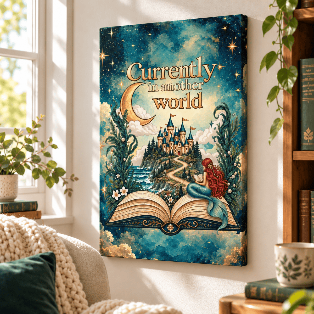 Mountains &amp; Mermaids In Another World Canvas Wall Art 8" x 10" (Vertical) / 1.25" 30453895234062597644