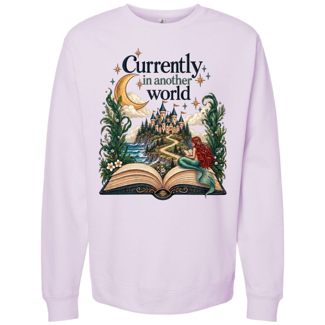 Mountains & Mermaids In Another World Crewneck Sweatshirt Small / Lavender