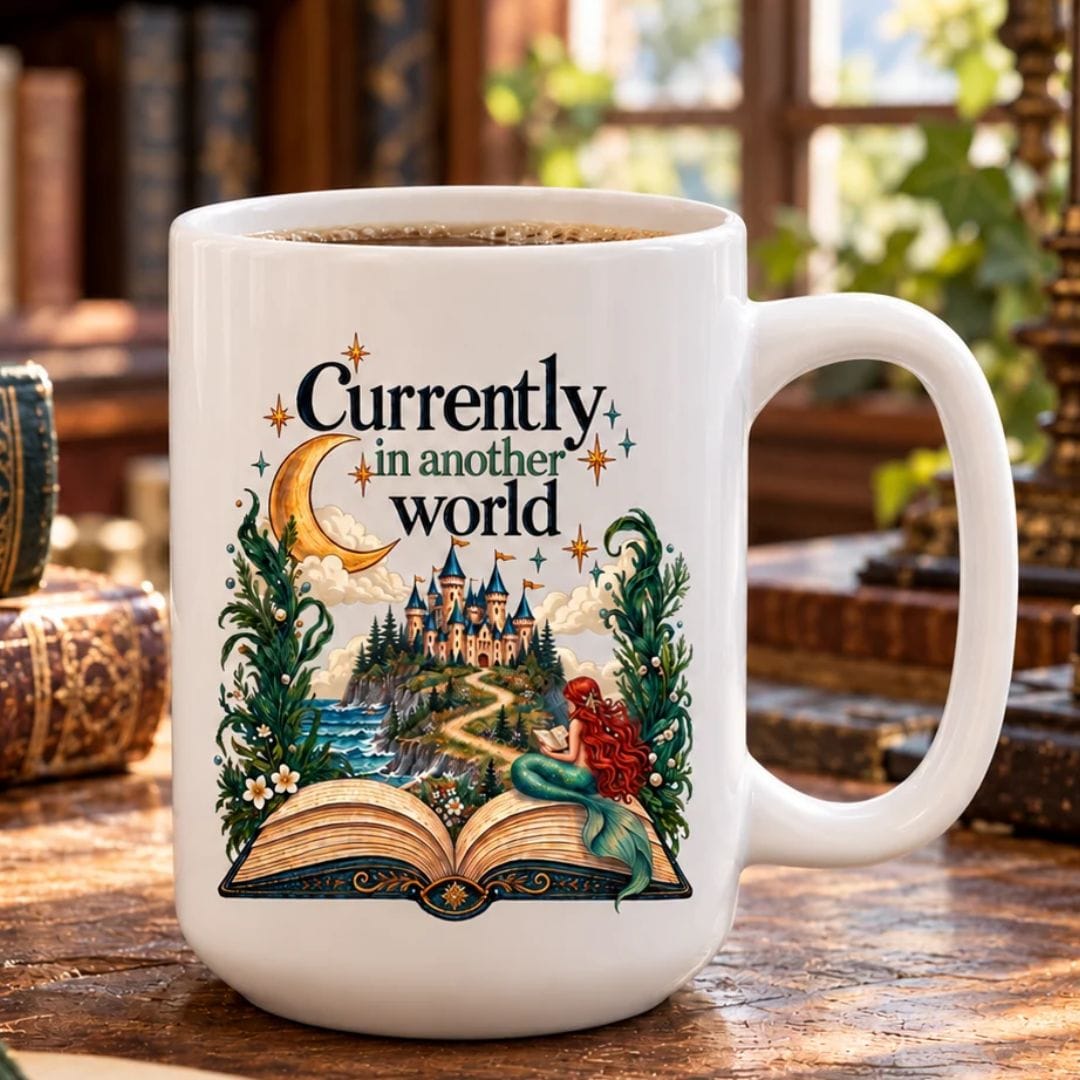 Mountains & Mermaids In Another World  Fantasy Book Mug MM10201
