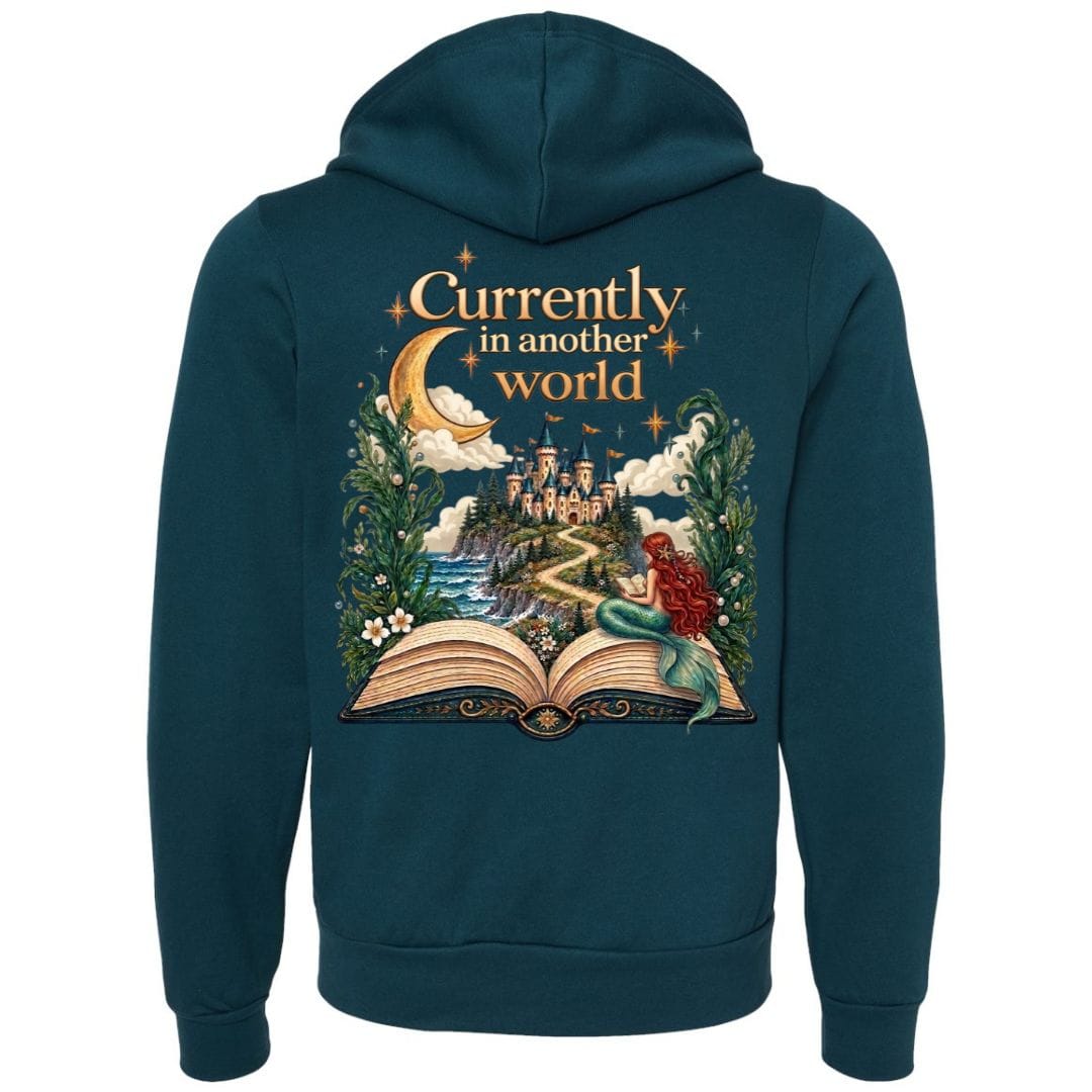 Mountains & Mermaids In Another World Fleece Zip Hoodie Small / Forest Green
