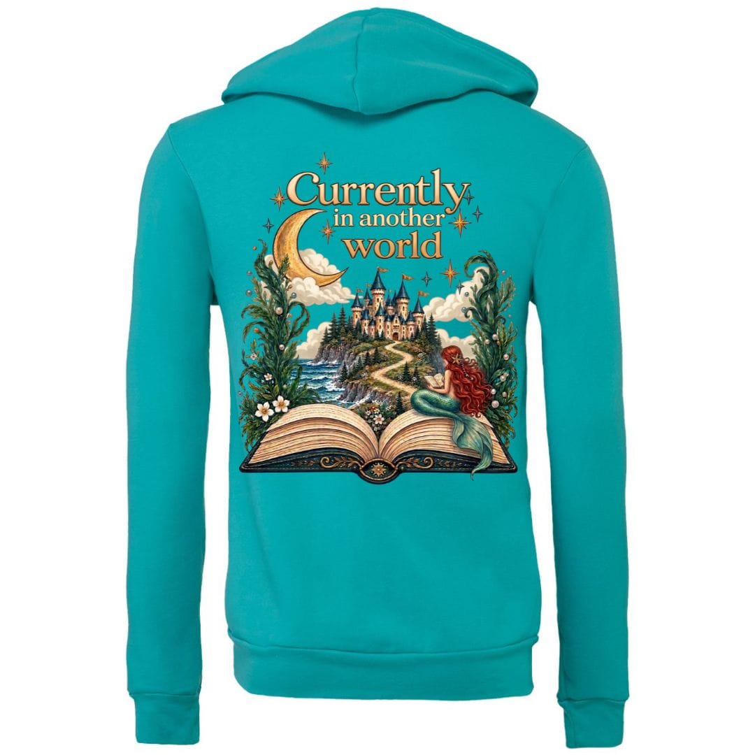 Mountains & Mermaids In Another World Fleece Zip Hoodie Small / Teal