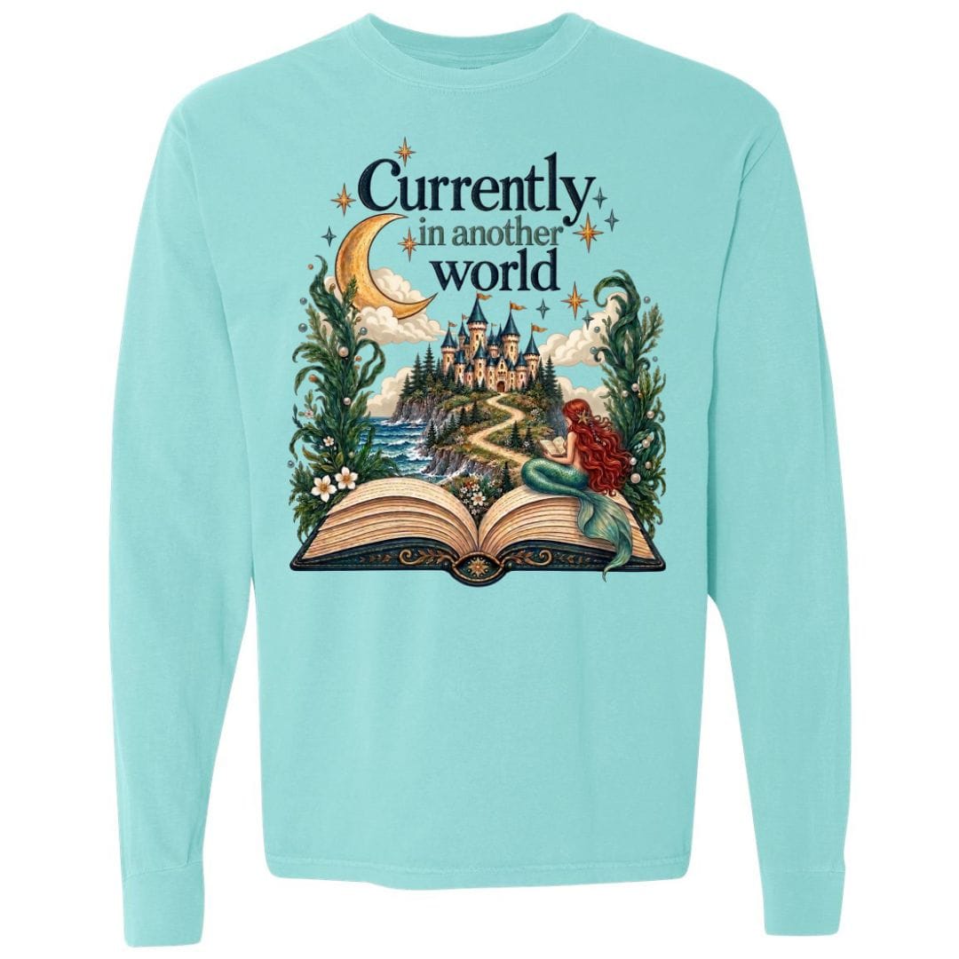Mountains & Mermaids In Another World Long Sleeve T-Shirt Small / Chalky Mint
