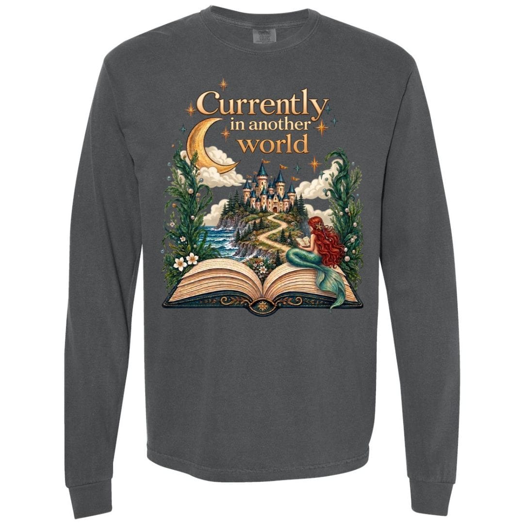 Mountains & Mermaids In Another World Long Sleeve T-Shirt Small / Pepper