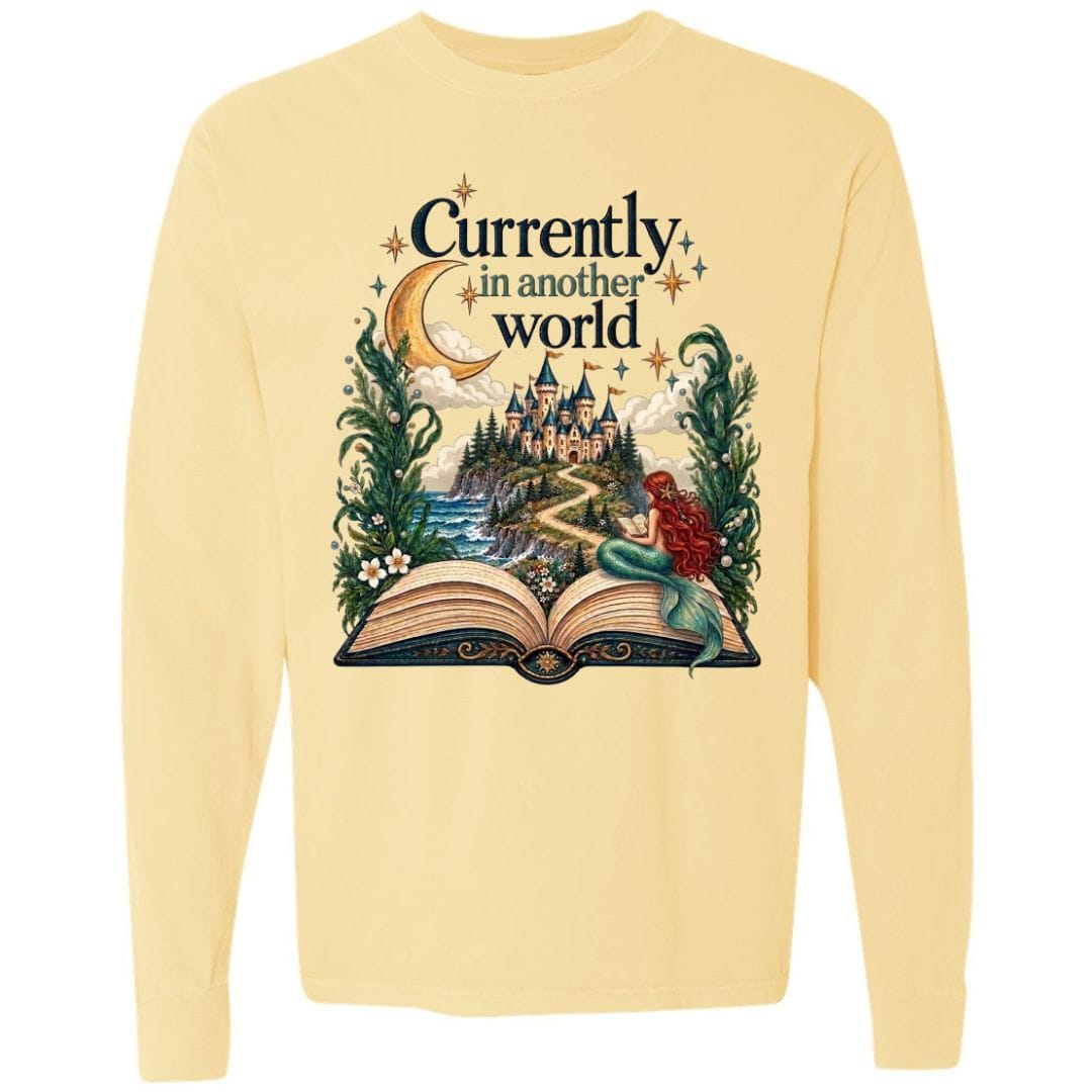 Mountains & Mermaids In Another World Long Sleeve T-Shirt Small / Sunshine