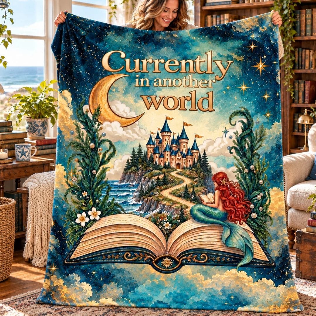 Mountains & Mermaids In Another World Plush Blanket 50" × 60" 58078784978283720652