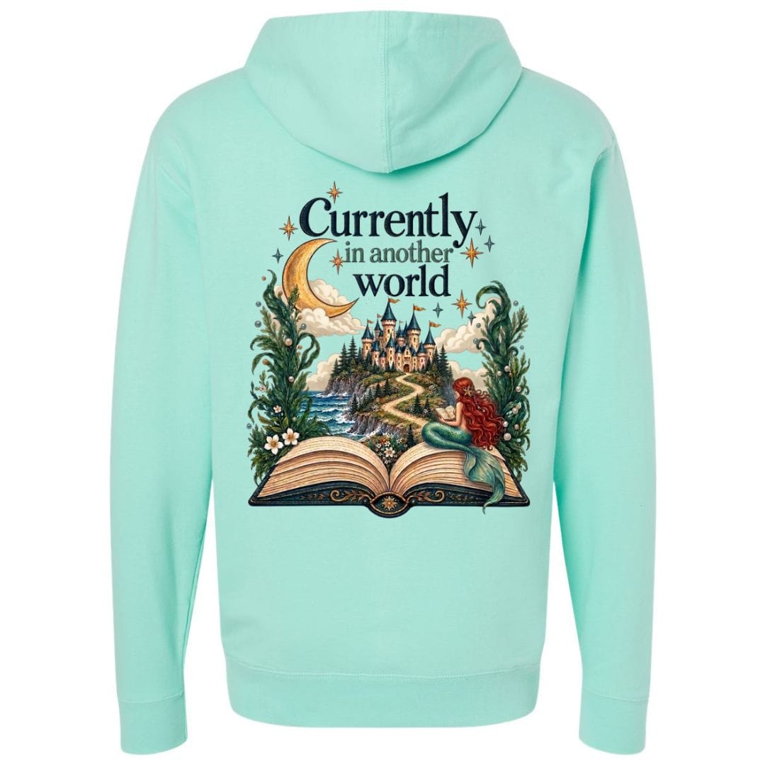 Mountains & Mermaids In Another World Pullover Hoodie Small / Aqua