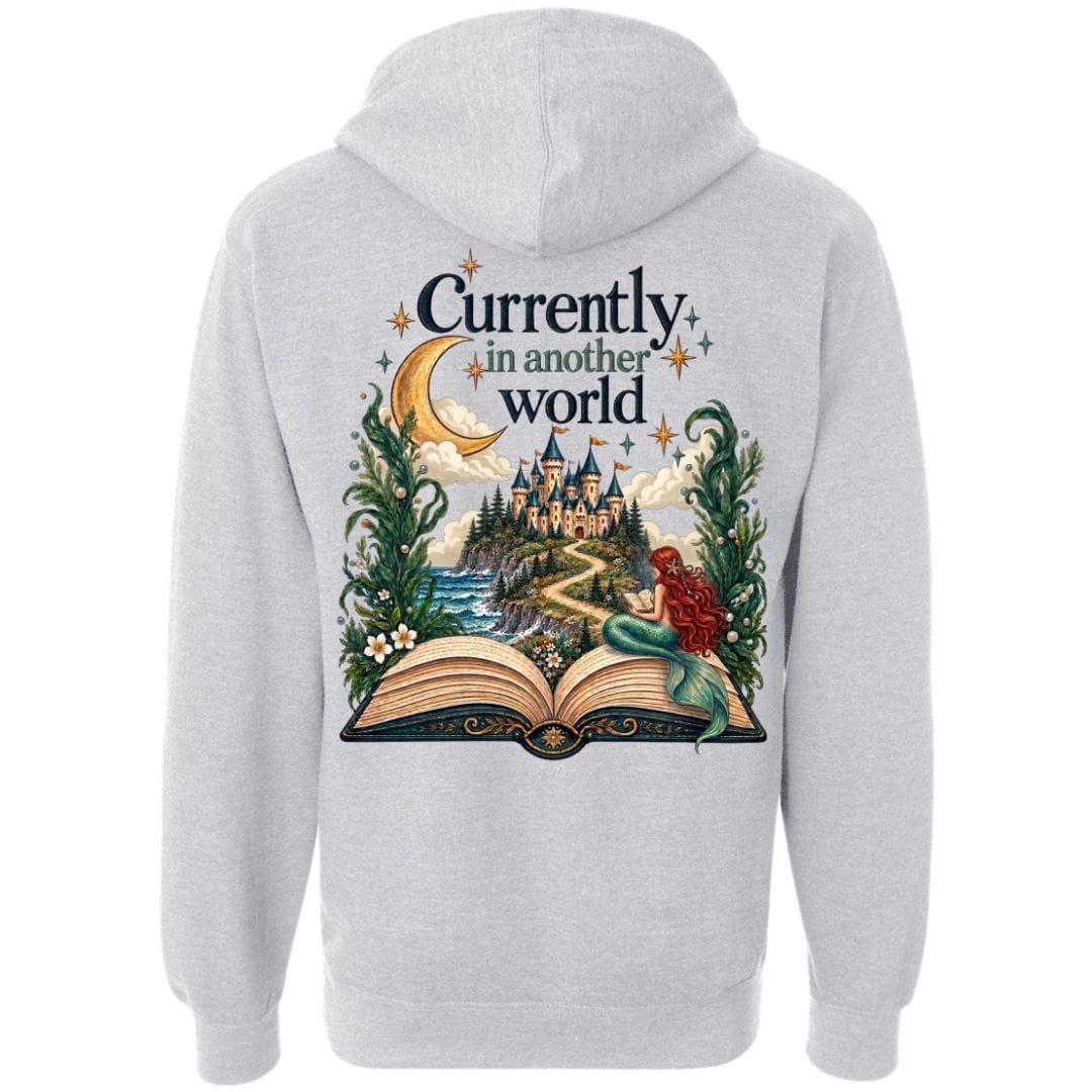Mountains & Mermaids In Another World Pullover Hoodie Small / Heather Gray