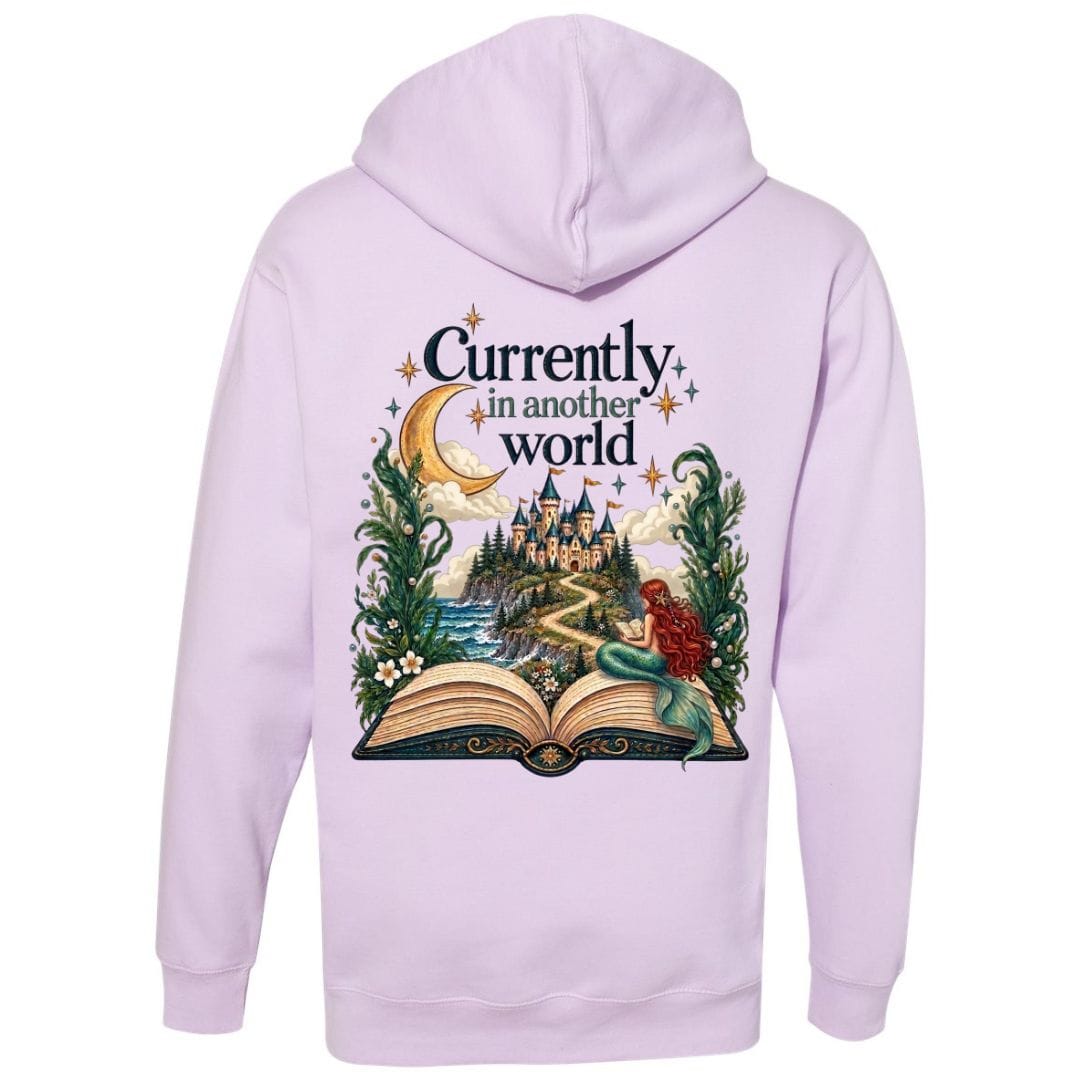 Mountains & Mermaids In Another World Pullover Hoodie Small / Lavender